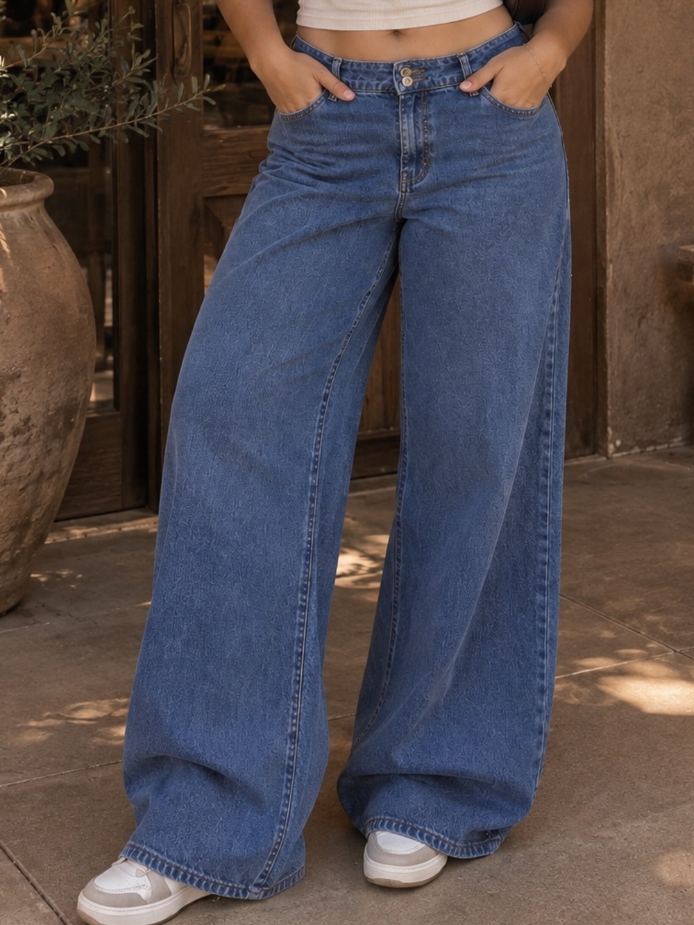 INC International Concepts Women's Wide Leg Jeans Size 12/31 Blue Denim